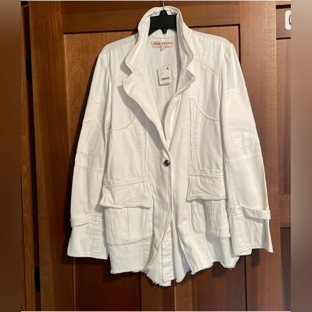 Free People White Utility Jacket